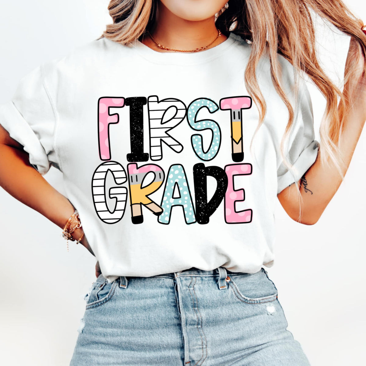 First grade pencil/paper font (CMD) 99615 DTF transfer