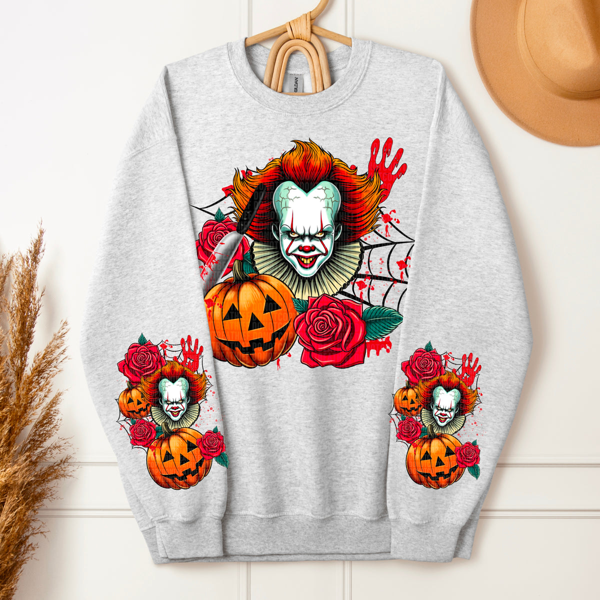 Clown Pumpkin Rose front only 113236 DTF transfer