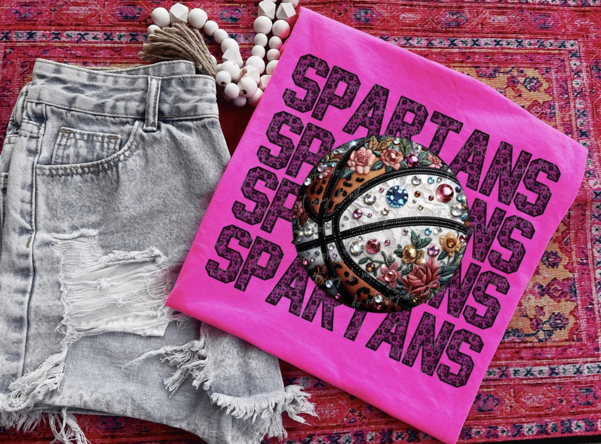 Spartans bedazzled basketball (VIRGO) 94455 DTF transfer