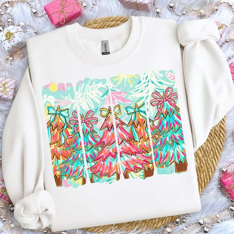 Colorful Trees in rectangles  DTF transfer