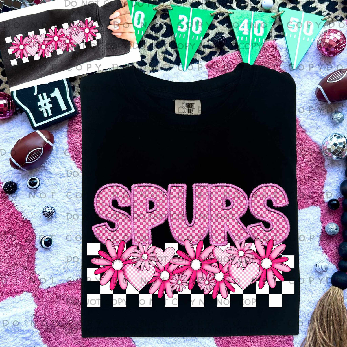 Spurs pink checkered (caplinger) 77874 DTF transfer