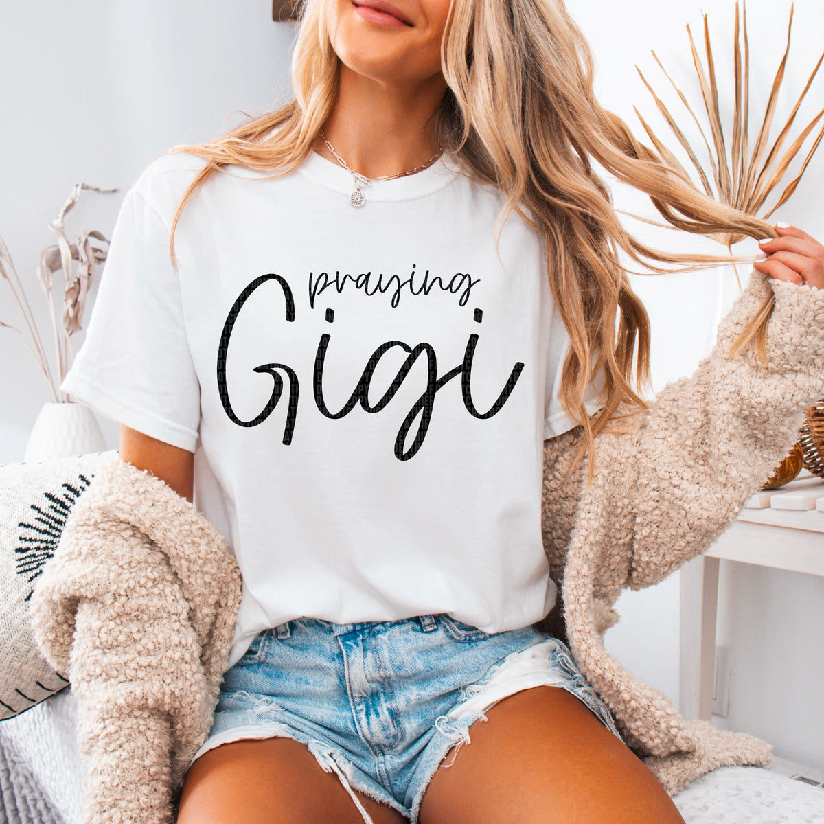 Praying Gigi black font 93581 DTF transfer