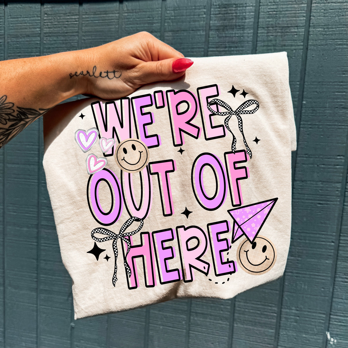 We’re out of here (pink purple) CSC DTF transfer