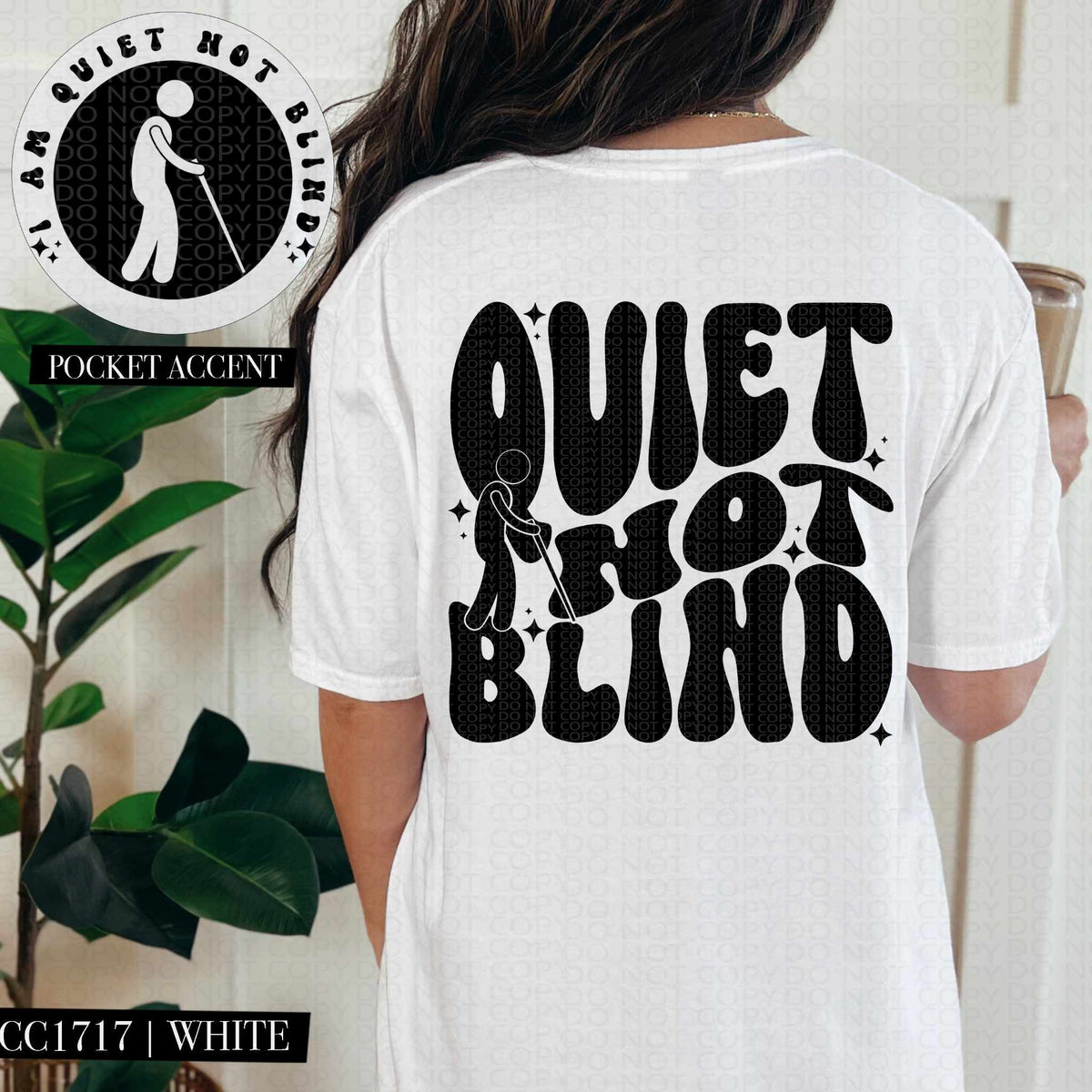 Quiet not blind BLACK BACK (HW) 84633 DTF transfer