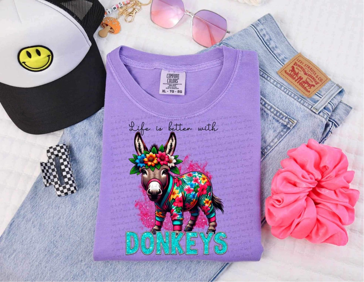 Life is better with donkeys 13895 DTF transfer