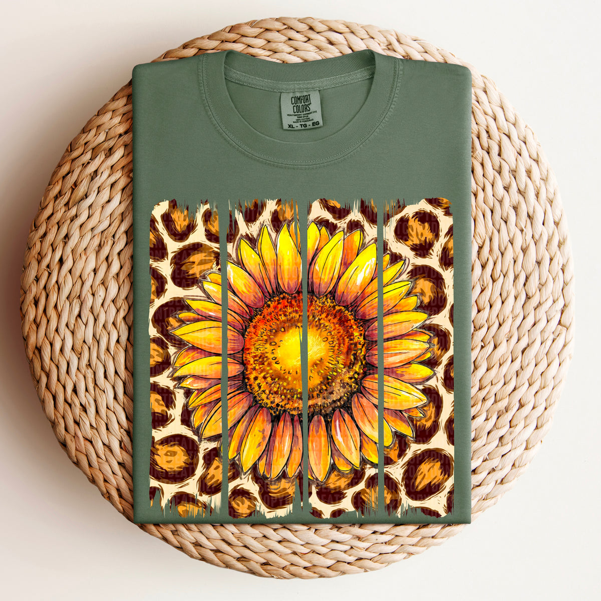 Sunflower leopard background 109720 DTF transfer