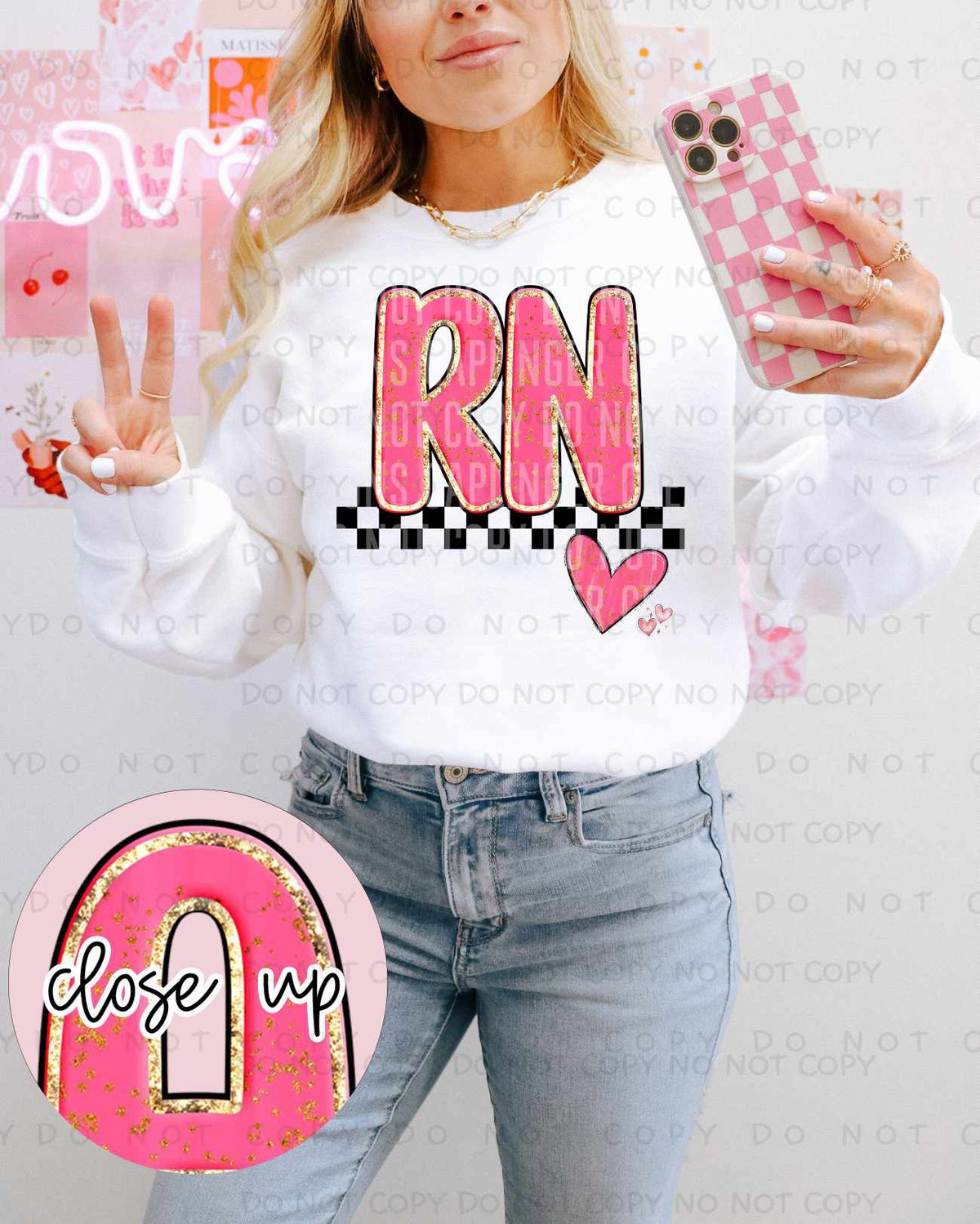 RN pink and gold (ECHT) 84824 DTF transfer
