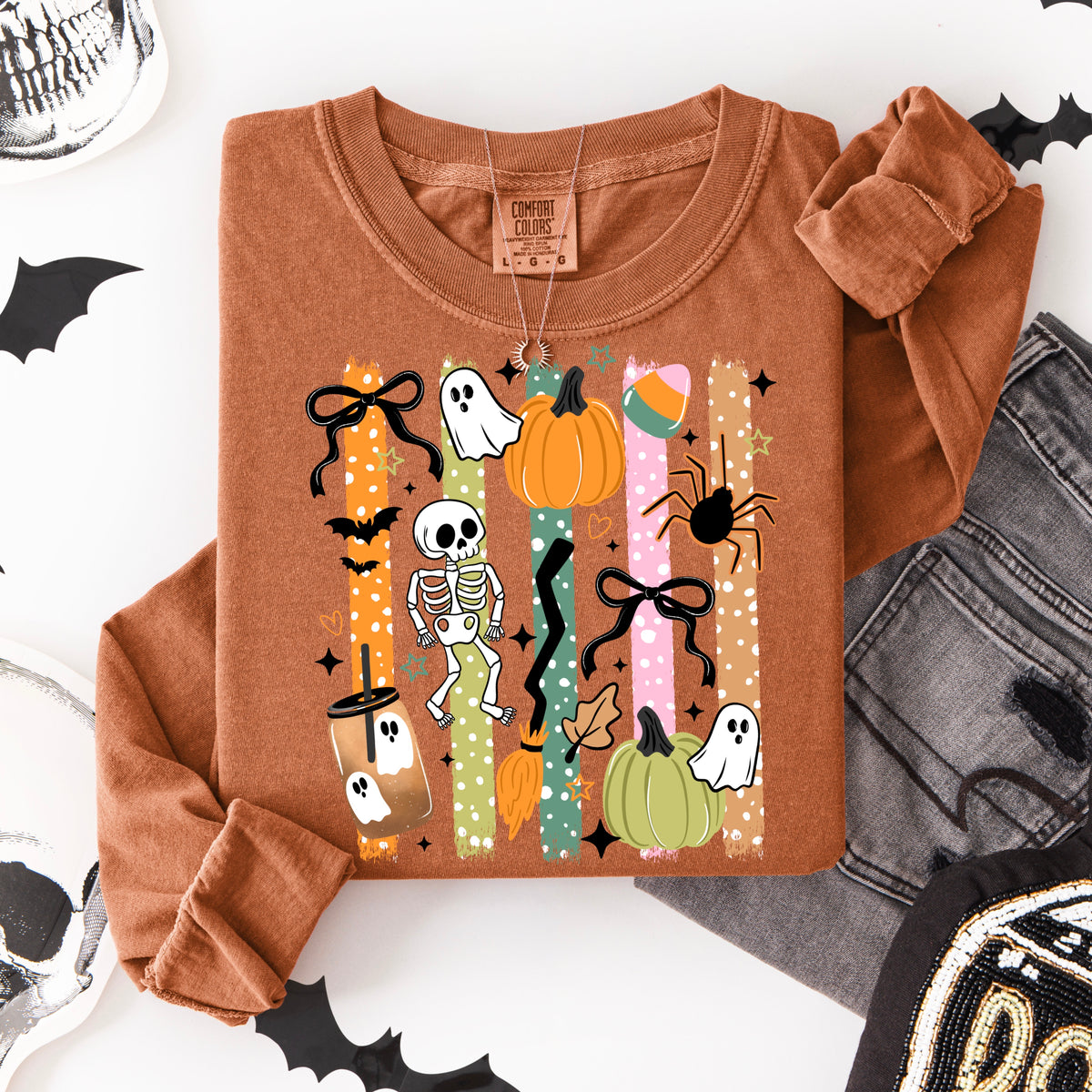 Colorful Halloween stripes (csc) DTF Transfer