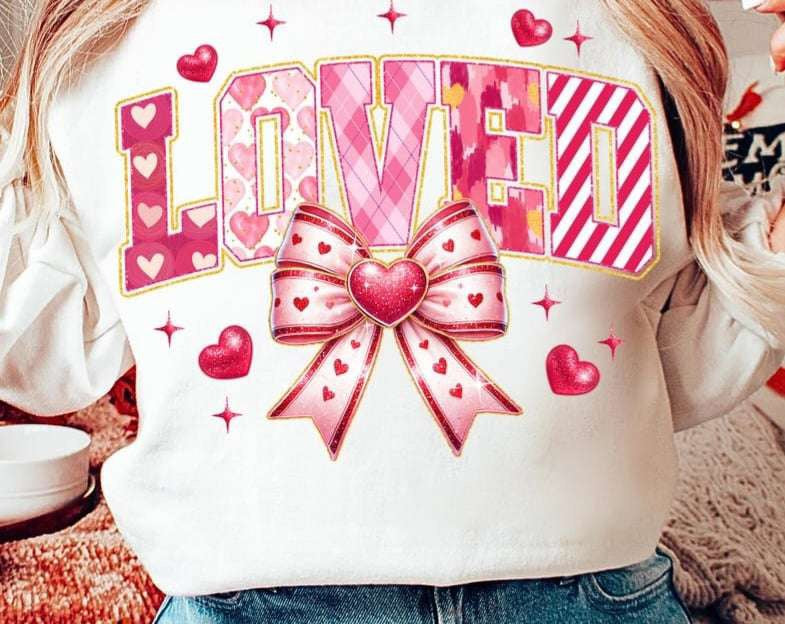 Loved valentine font 75891 DTF transfer
