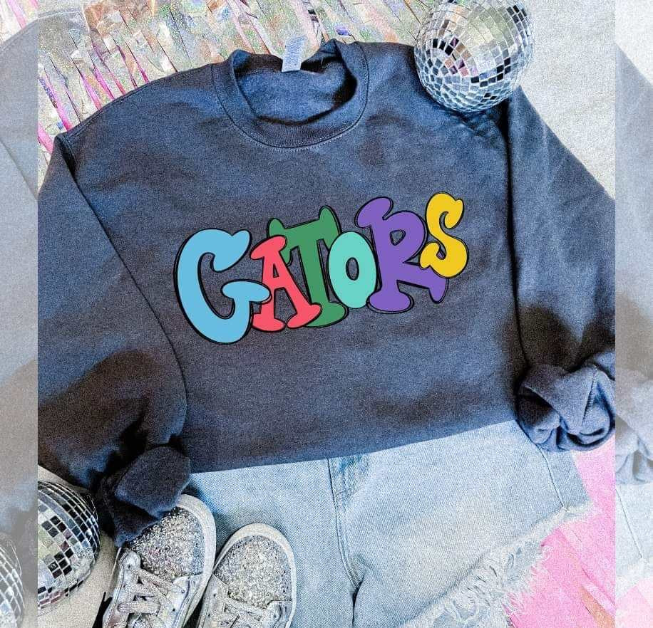 Gators colorful bubble font (S&G) 64489 DTF transfer