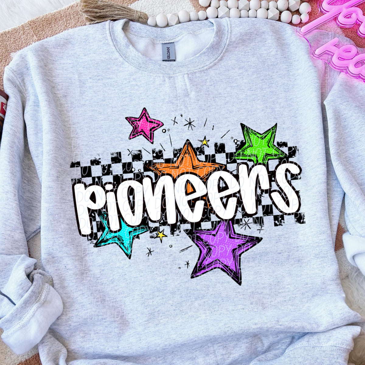 Pioneers Mascot Rainbow Stars DTF TRANSFER