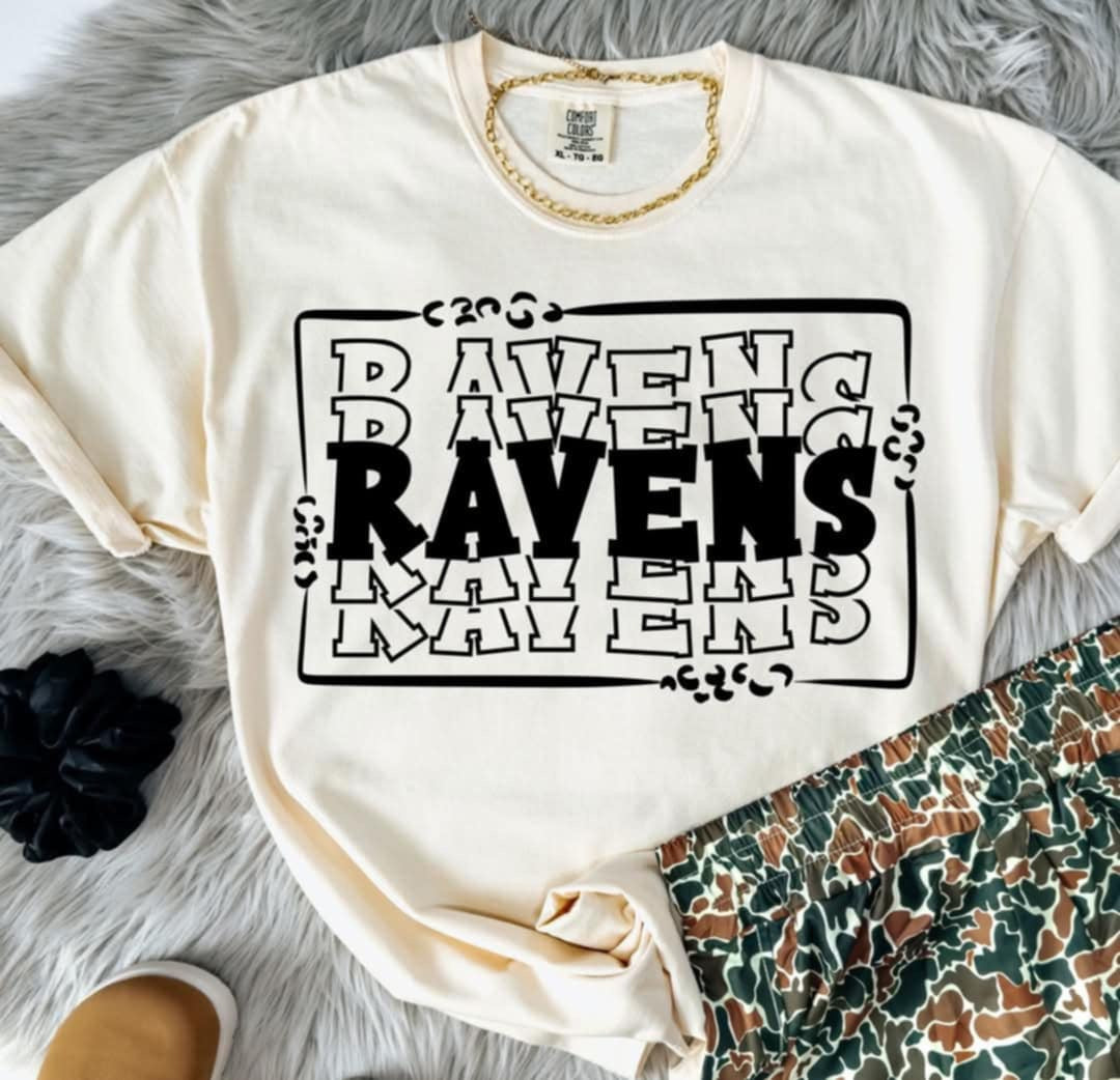 Ravens stacked with frame (S&G) 98109 DTF transfer