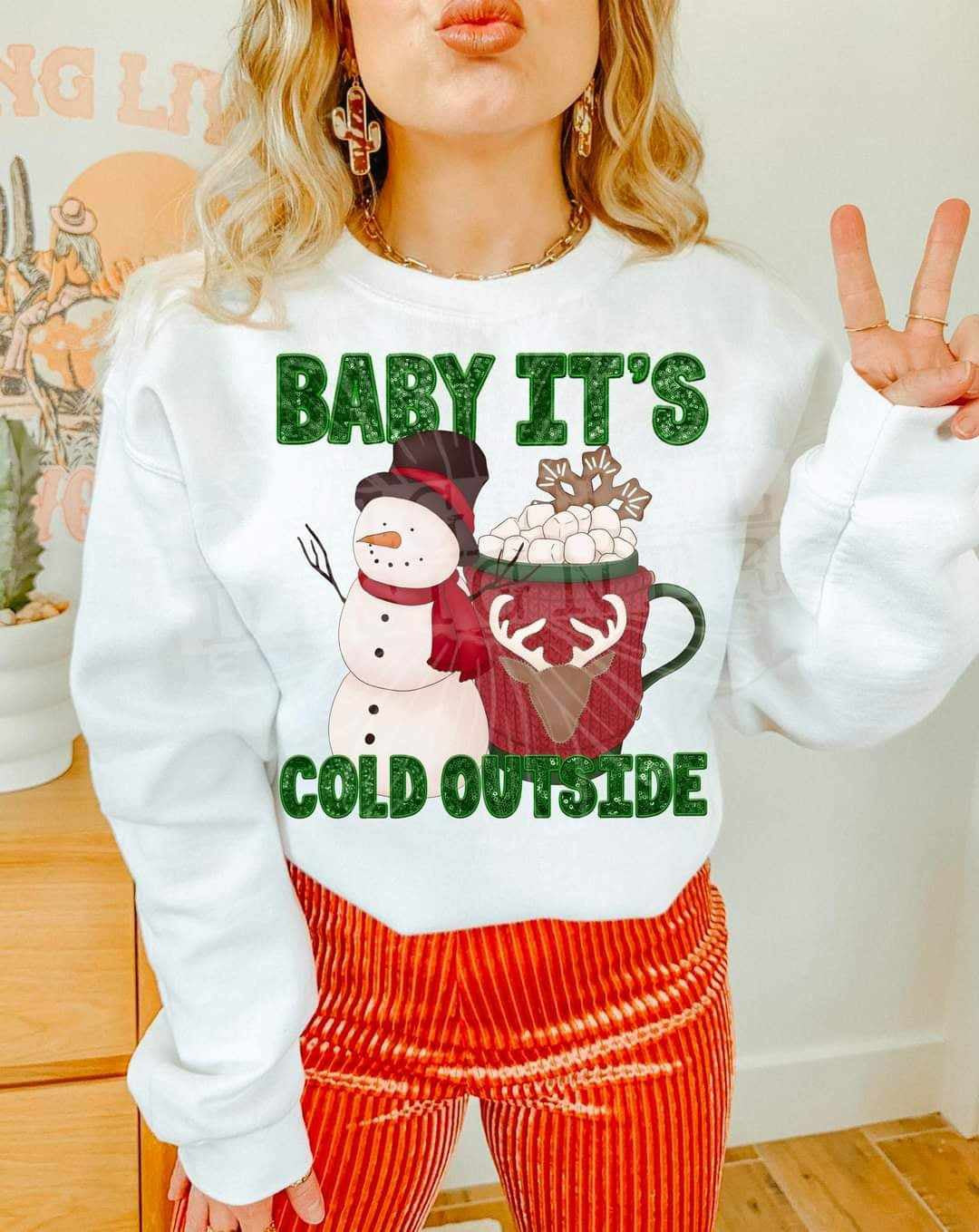 Baby it’s cold outside snowman and mug (DDD) 65013 DTF transfer