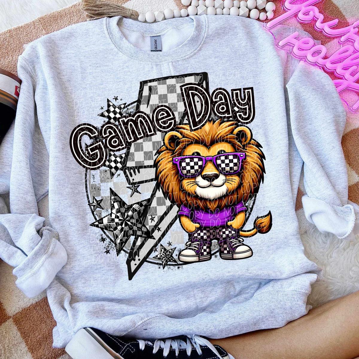 Game day Lion purple shirt lightning bolt (CITY) 52571 DTF transfer
