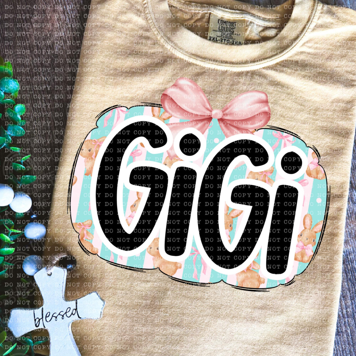 Gigi bunny background (ECHT) 85663 DTF transfer