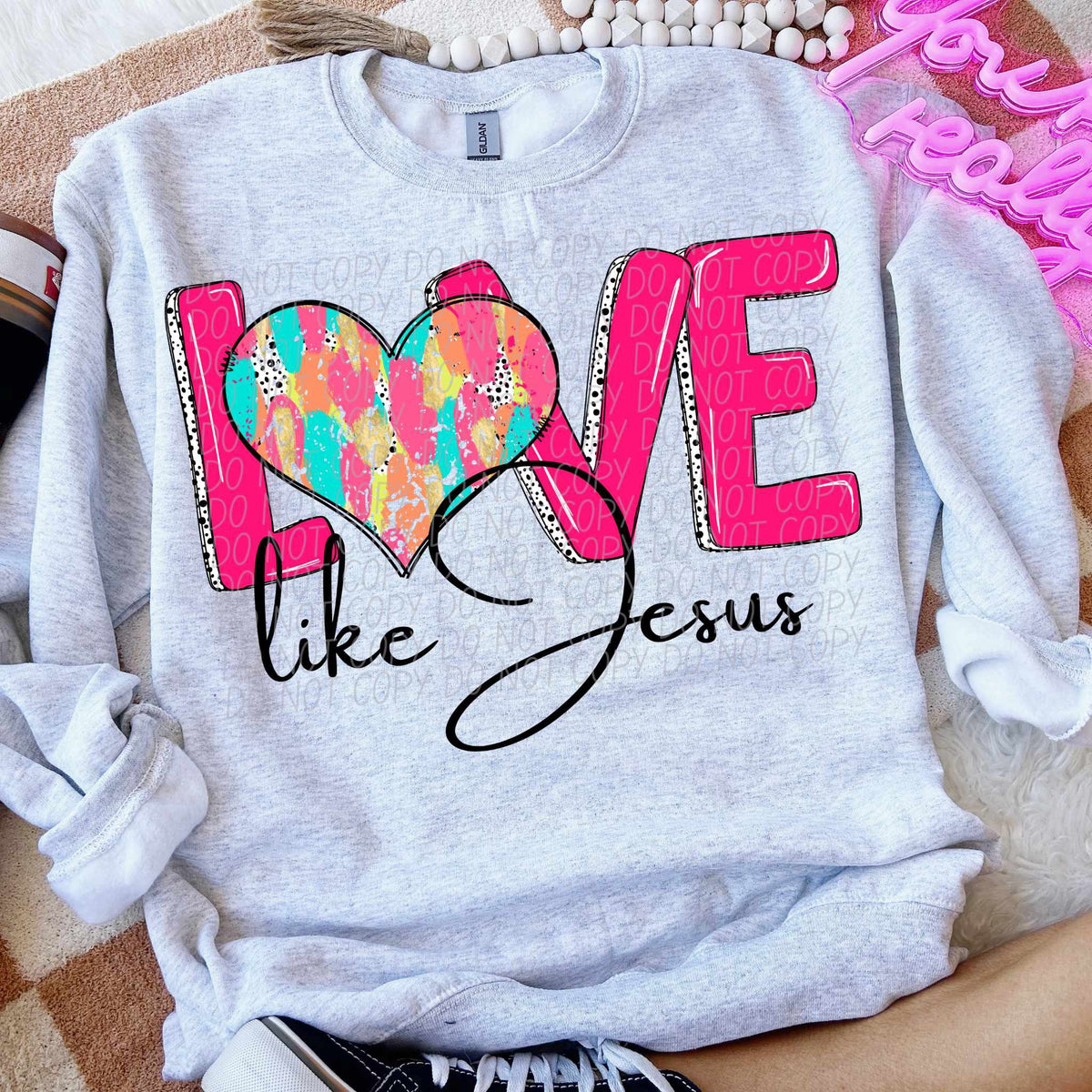 Love like Jesus brushstroke heart (CITY) 75754 DTF transfer