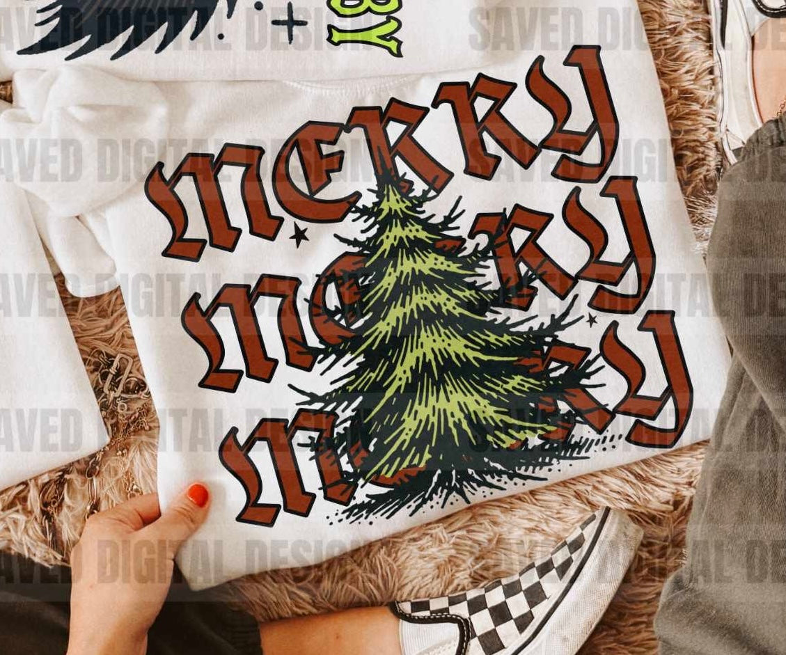 Merry stacked Christmas tree 64403 DTF transfer