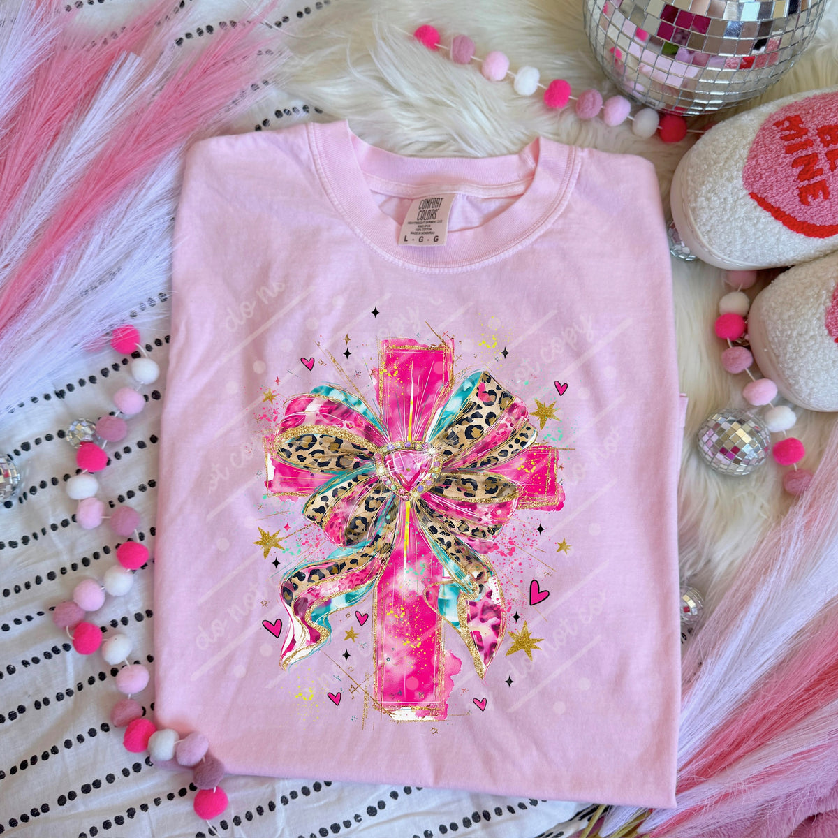 Pink Leopard cross and bow sunday special DTF transfer