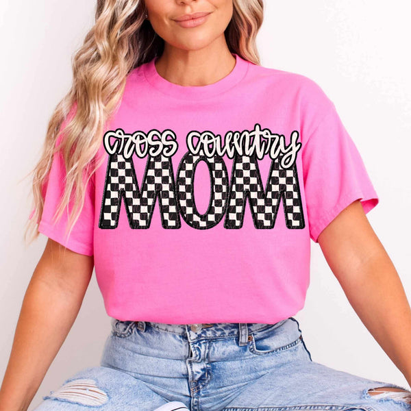 Cross country mom checkered city DTF transfer