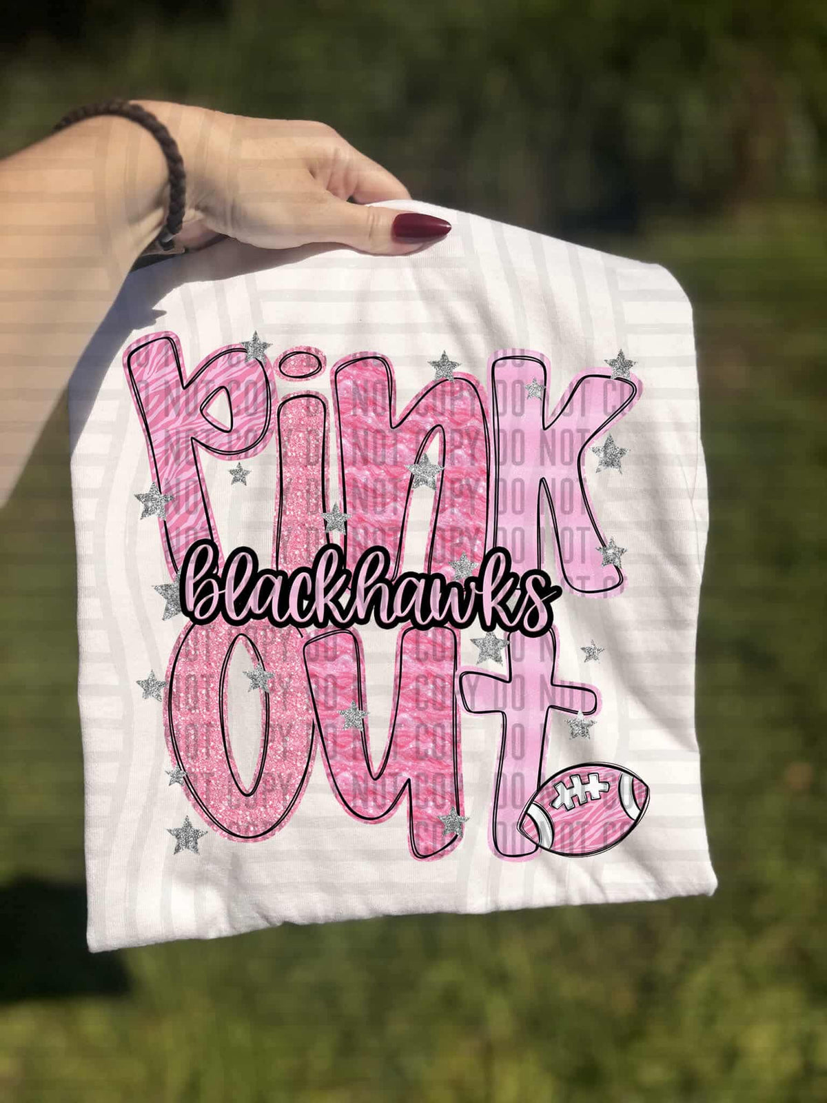 Pink out sparkles Blackhawks (Caplinger) DTF transfer