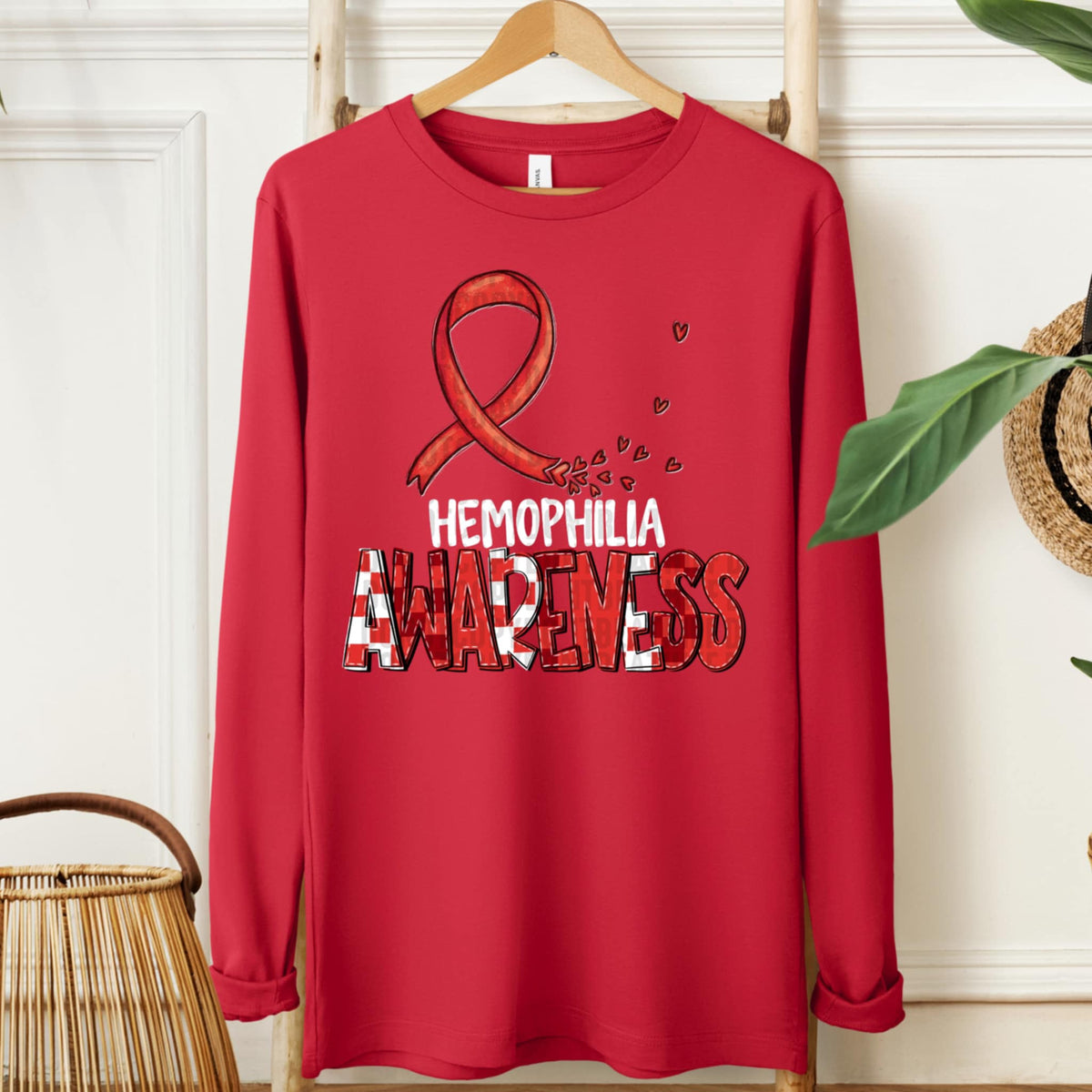 Hemophilia awareness ribbon WHITE FONT (SDD) 107727 DTF transfer