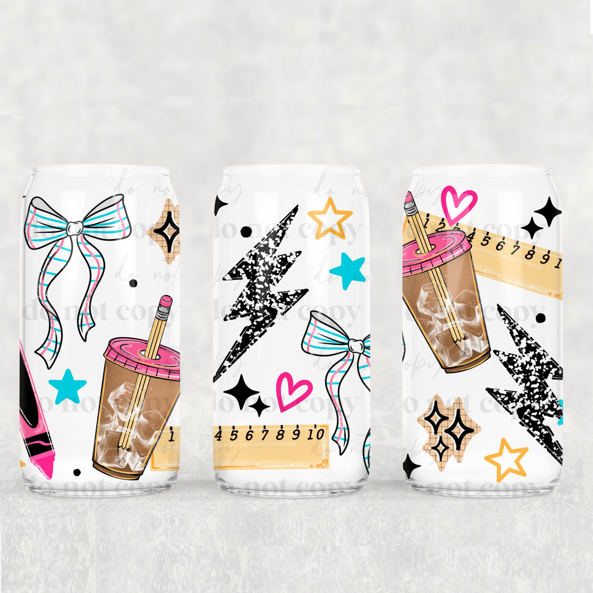 Teacher things with paper bows (CSC) UV DTF WRAP