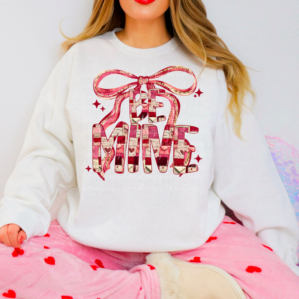 Be Mine Valentines Font with bow (exclusive) DTF transfer