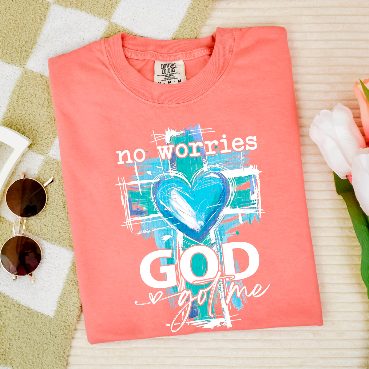 No worries god got me white font 93393 DTF transfer