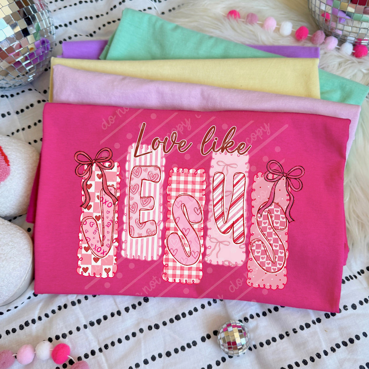 Love like Jesus blocks sunday special DTF transfer