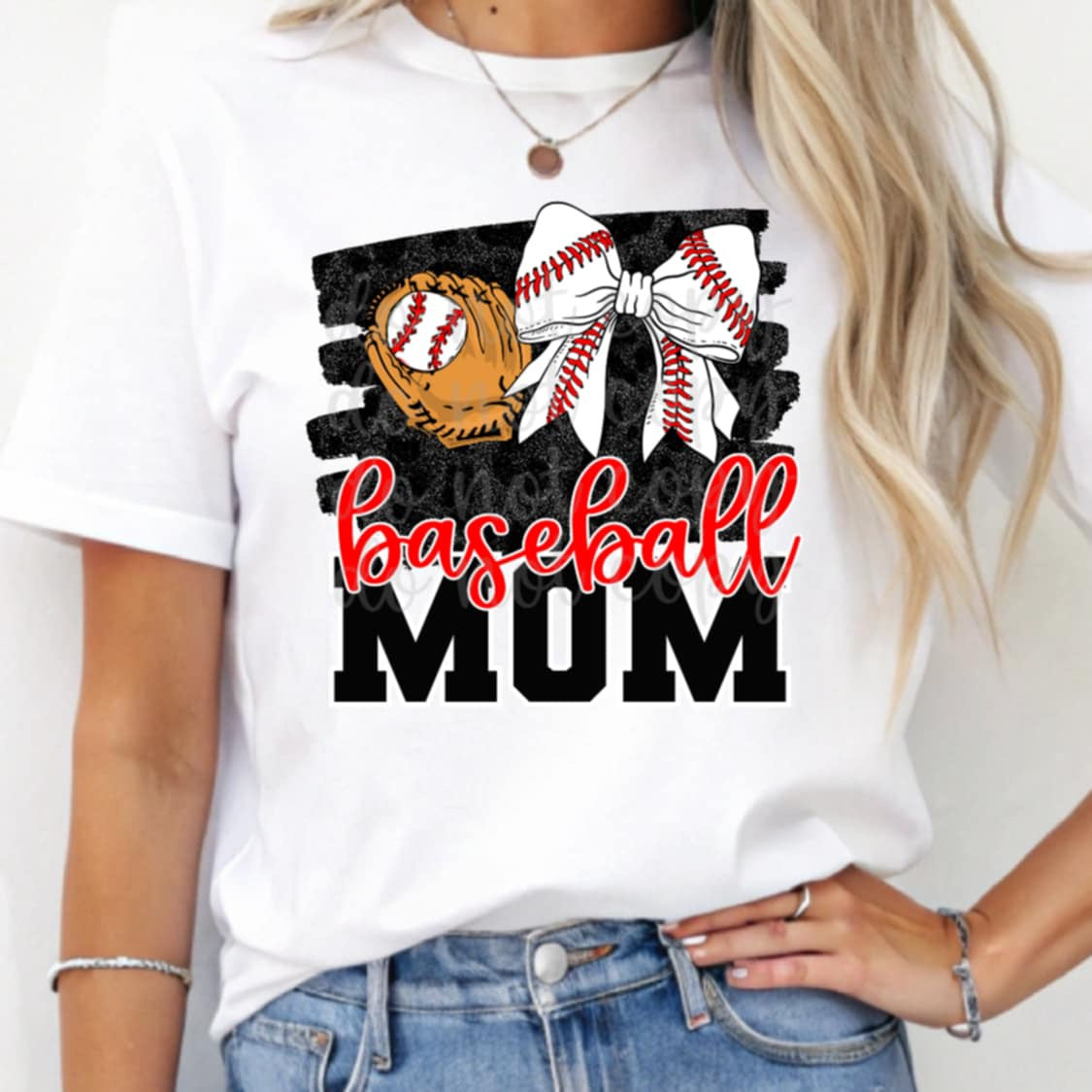 Baseball mom red and black font 95952 DTF transfer