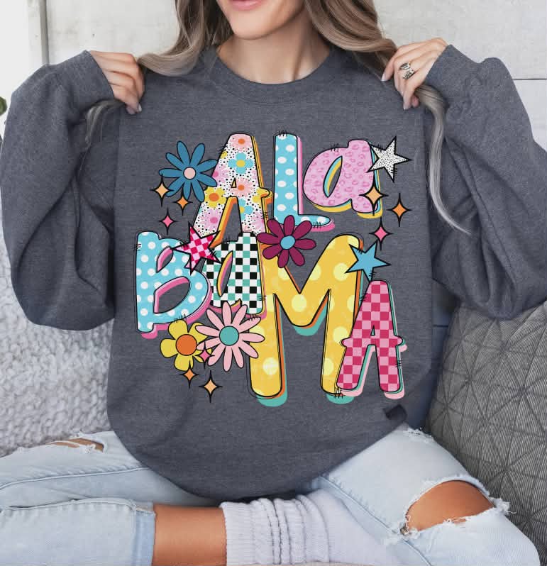 Alabama colorful stars and flowers (S&G) DTF Transfer
