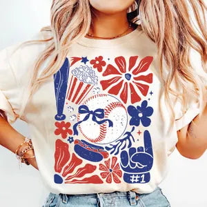 Baseball blue and red background 85861 DTF transfer