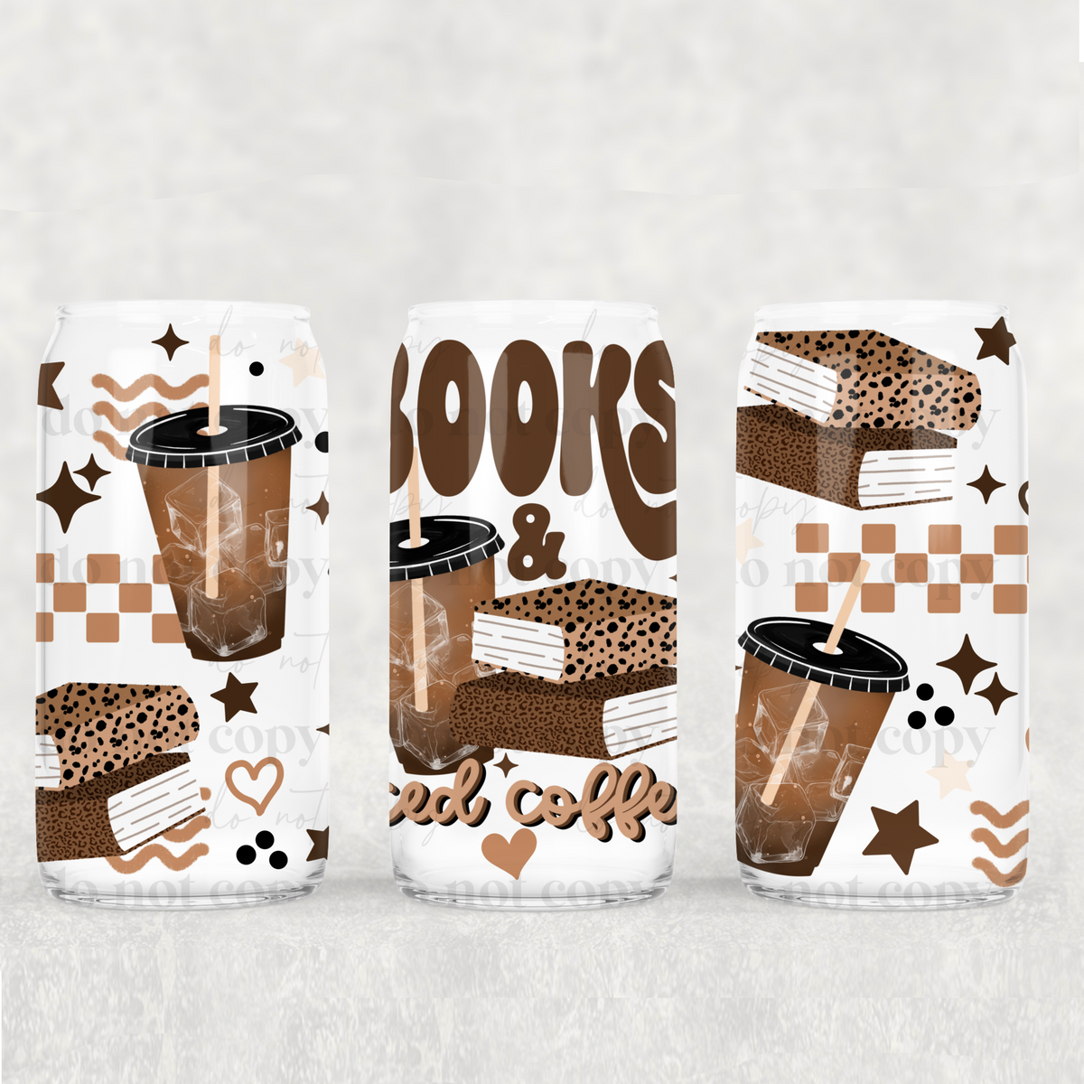 Books and iced coffee brown (CSC) UV DTF WRAP