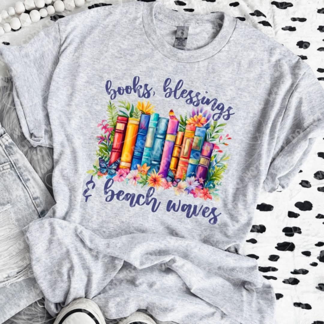 Books, blessings, & beach waves (Vehement) 107276 DTF transfer