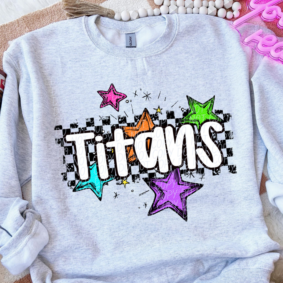 Titans Mascot Rainbow Stars CITY DTF TRANSFER