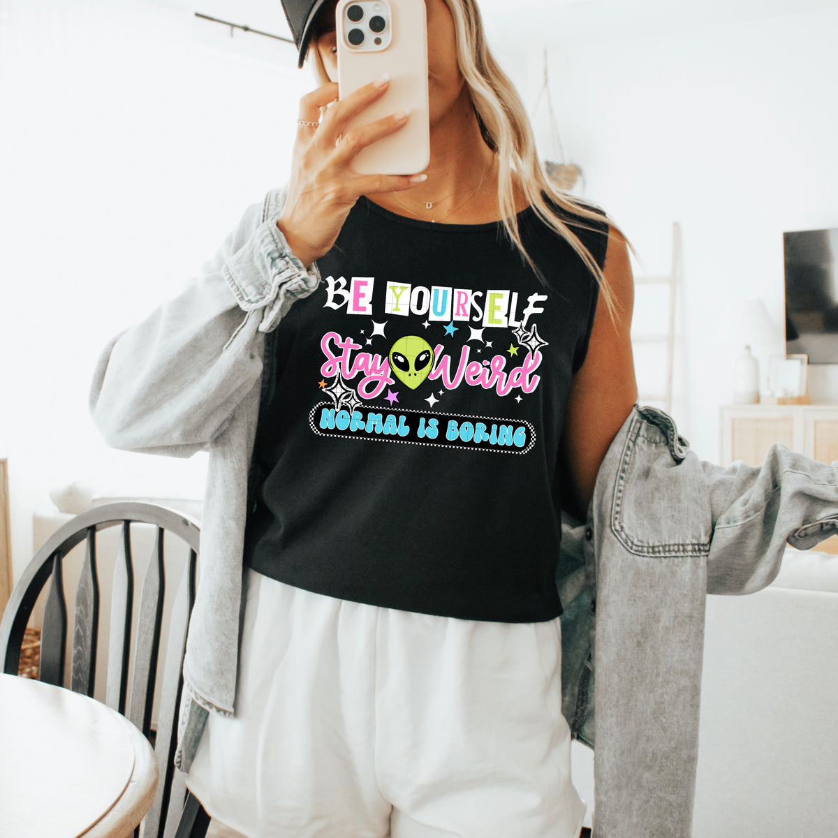 Be yourself stay weird alien WHITE (CSC) DTF Transfer