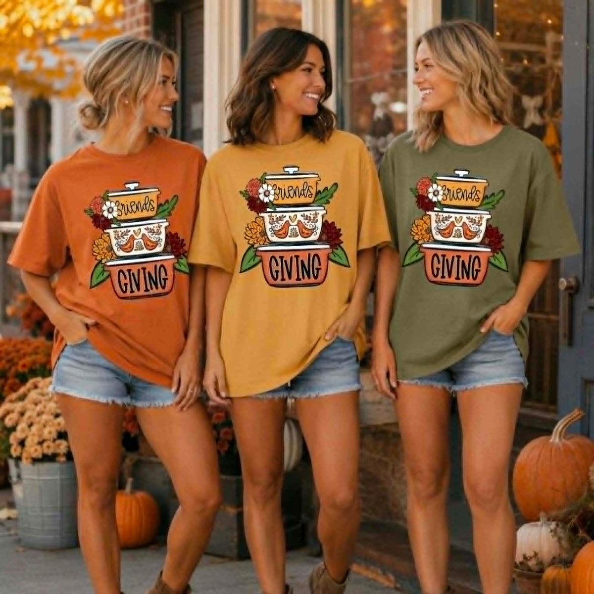 Friends giving stacked cooking pots (SDD) DTF Transfer