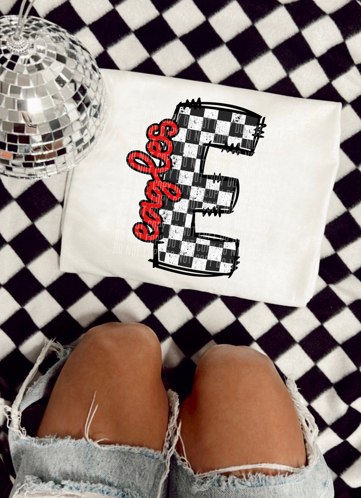 Checkered Mascot Eagles (red) 30832 DTF transfers