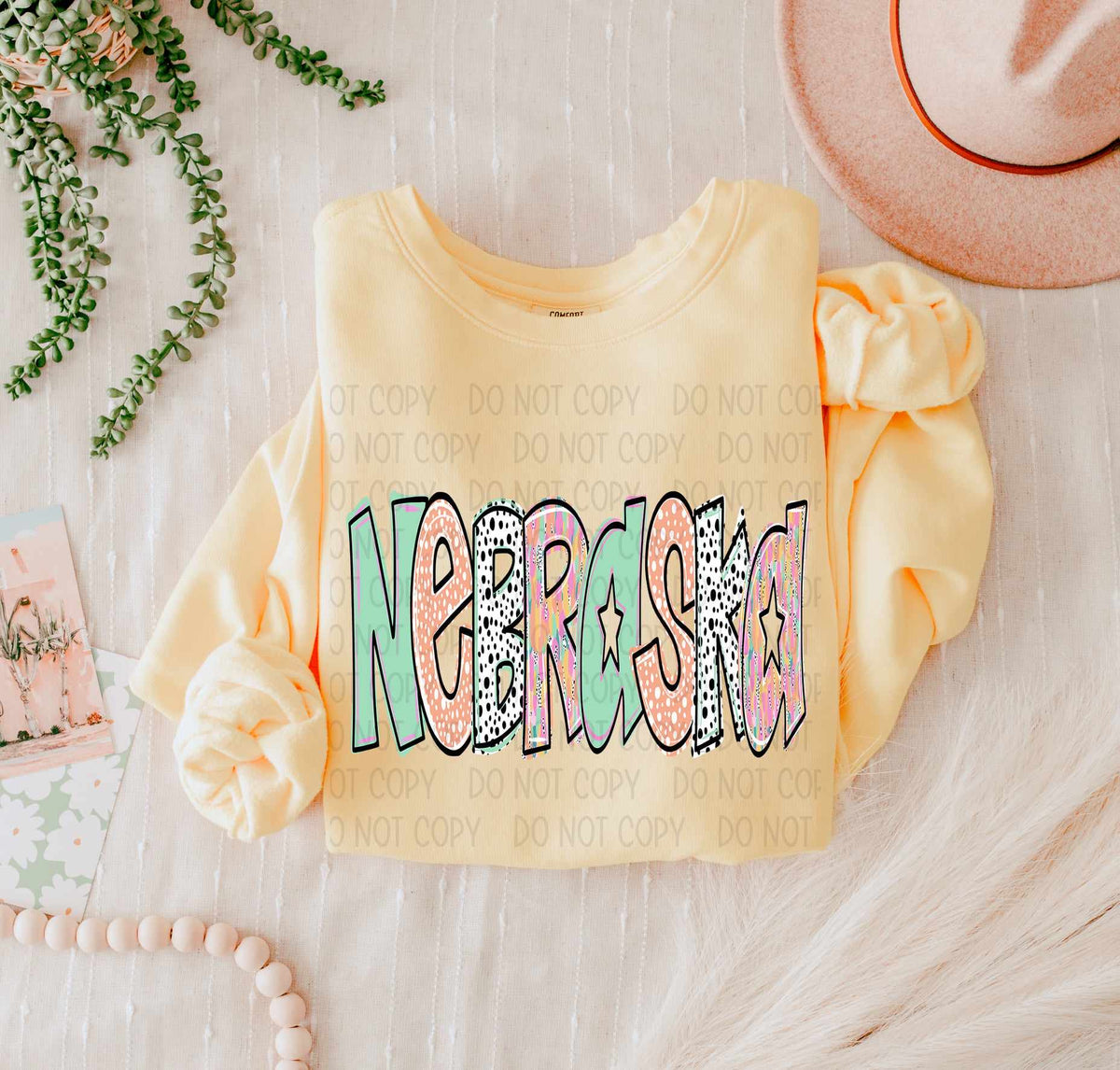 Nebraska peach and green (SWD) 55462 DTF transfer