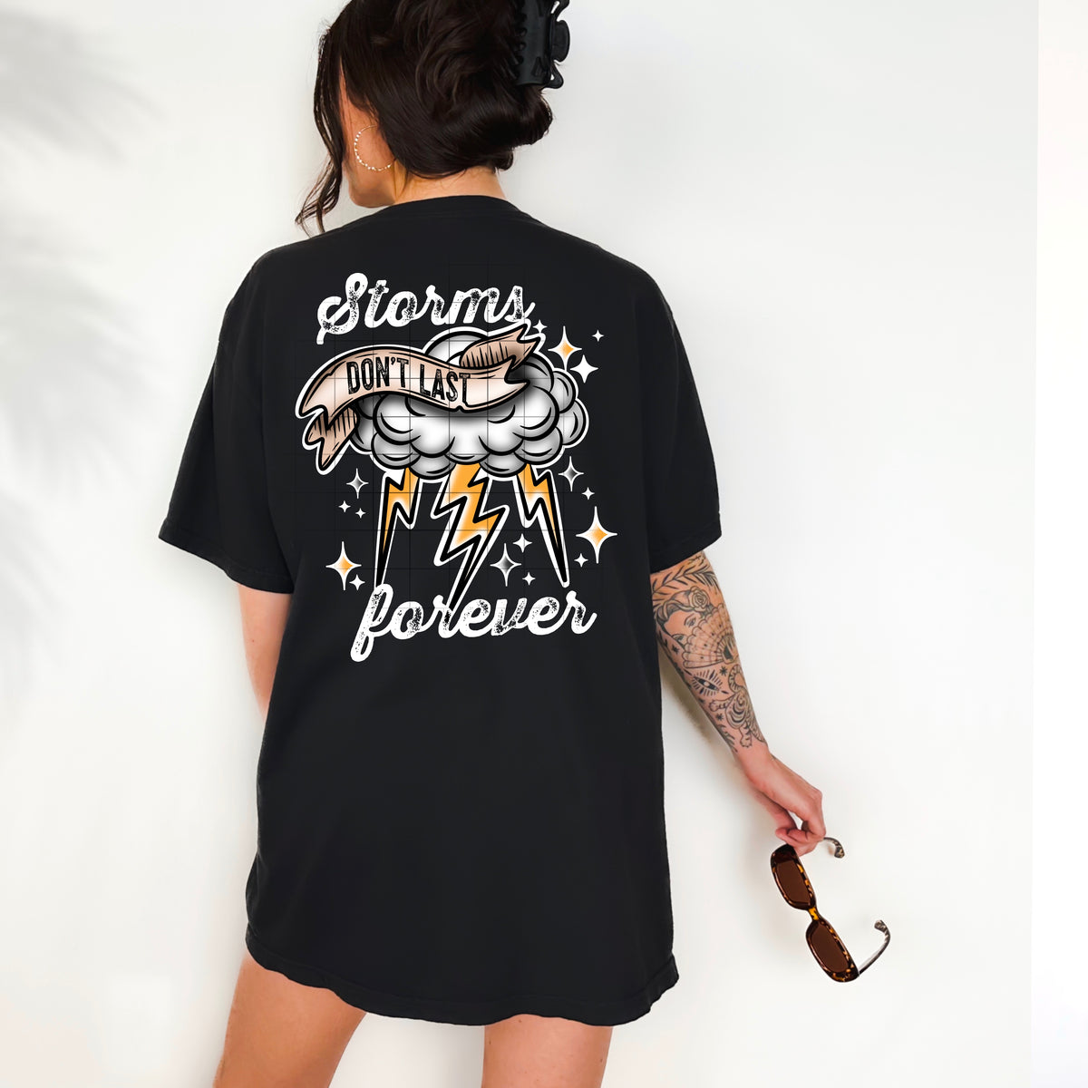 Storms Don’t Last Forever White Outline (CSC) DTF transfer