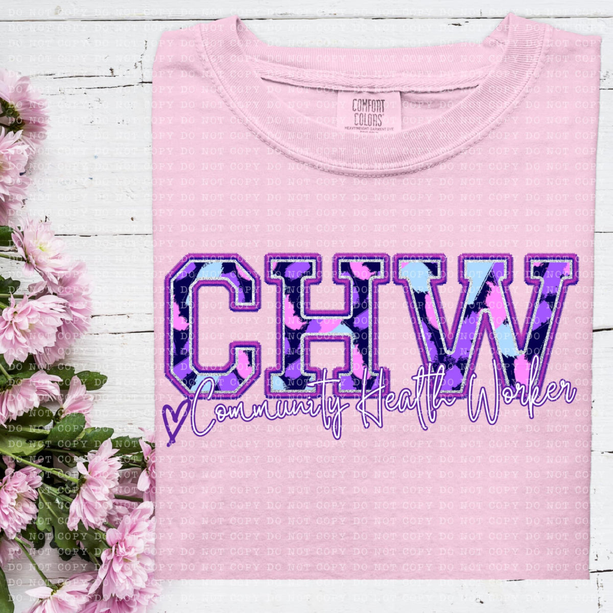 CHW community health worker purple brushstrokes (ECHT) 93993 DTF transfer