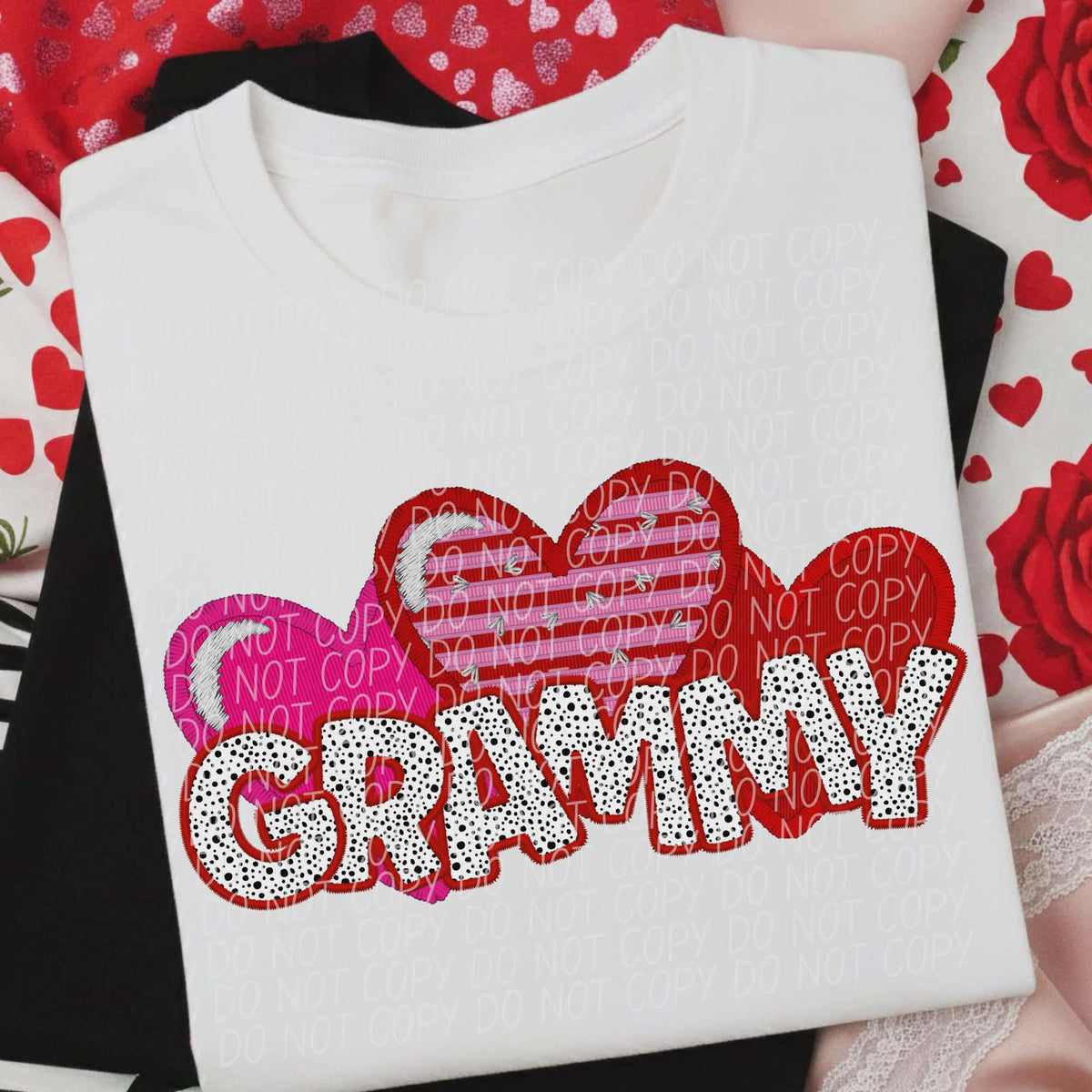 Grammy Dalmatian and hearts (city) DTF transfer