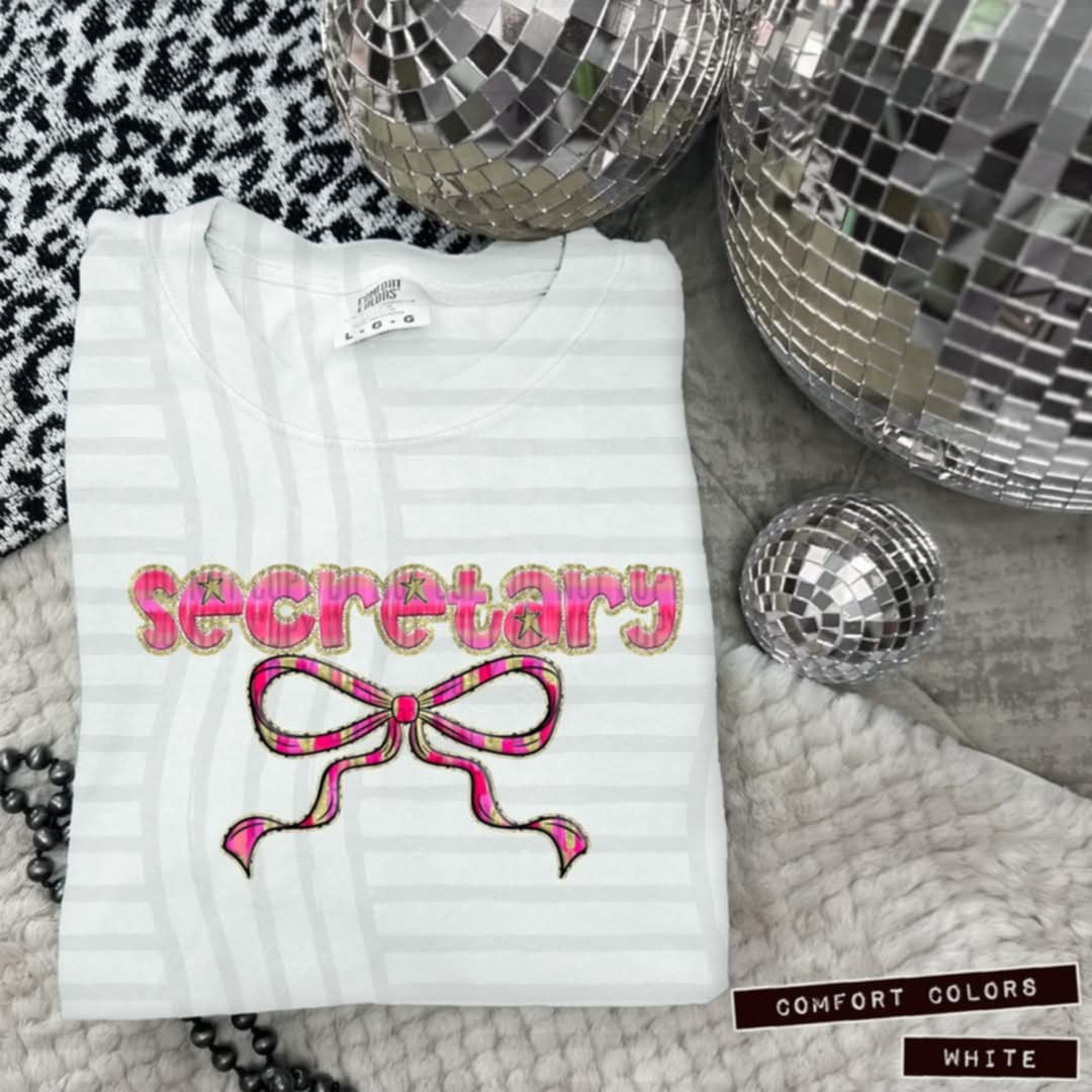 Secretary pink with bow (Caplinger) 100630 DTF transfer