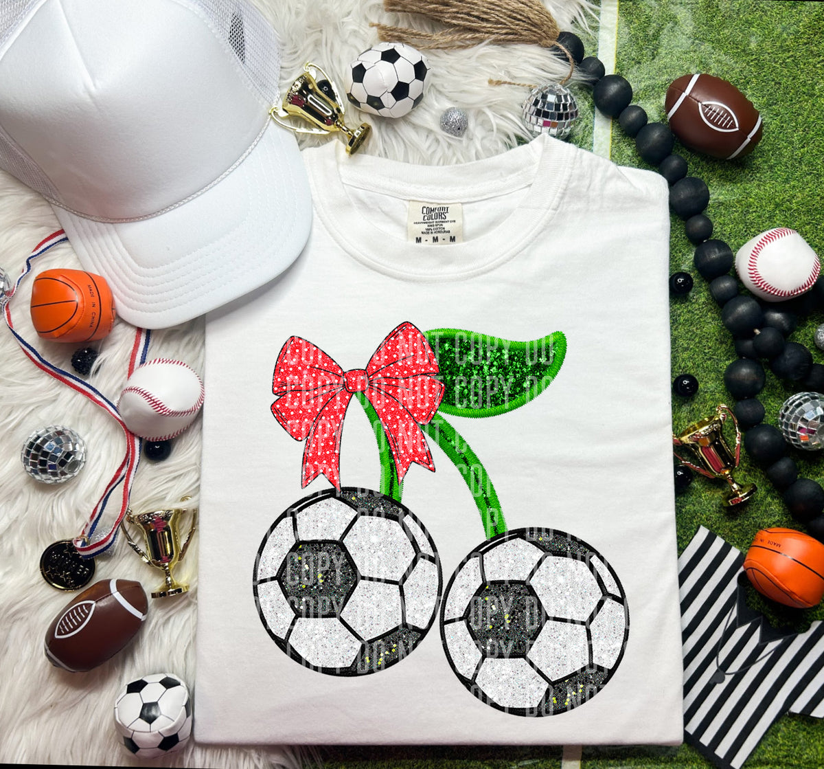 Soccer Cherries with Bow (Caplinger) DTF transfer