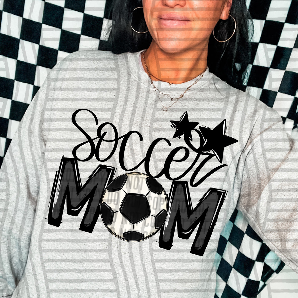 soccer mom grey black stars (caplinger) DTF transfer