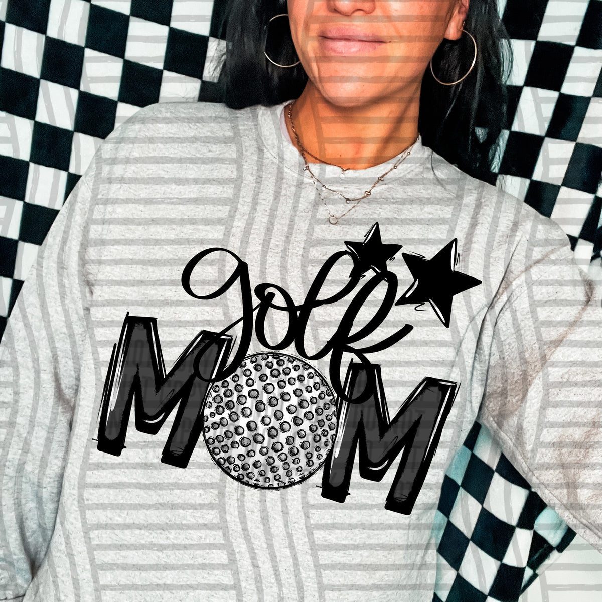 golf mom gray black stars (Caplinger) DTF transfer