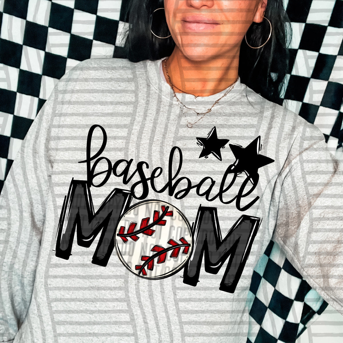 baseball mom black stars (Caplinger) DTF transfer