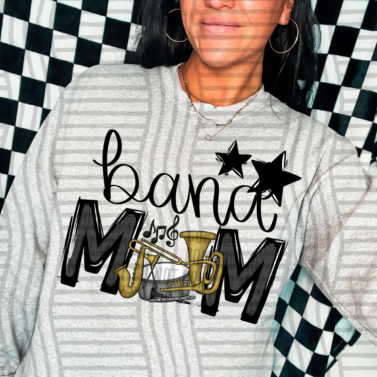 band mom gray black stars (Caplinger) DTF transfer