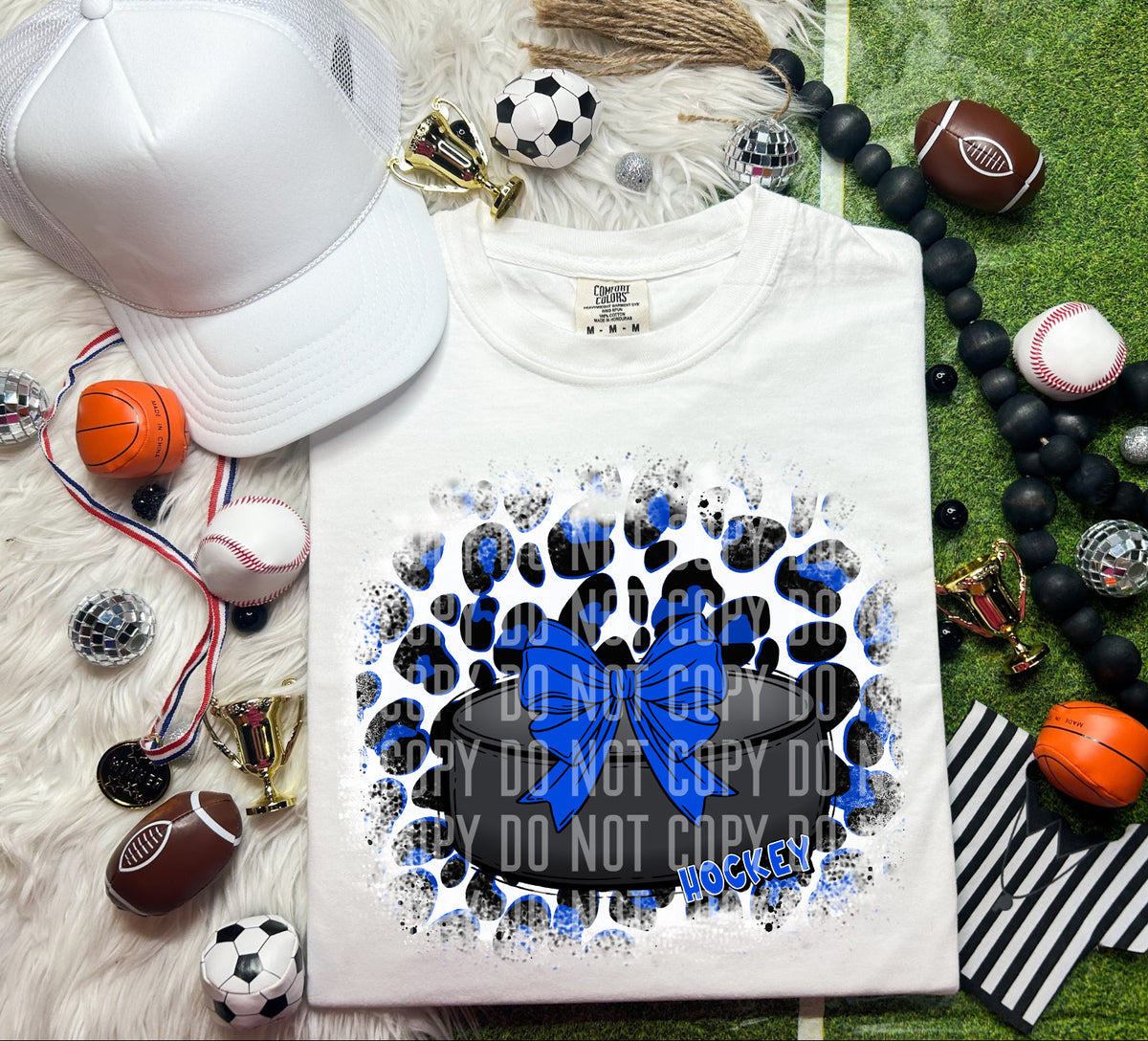 Hockey Puck Leopard Background Blue (Caplinger) DTF transfer
