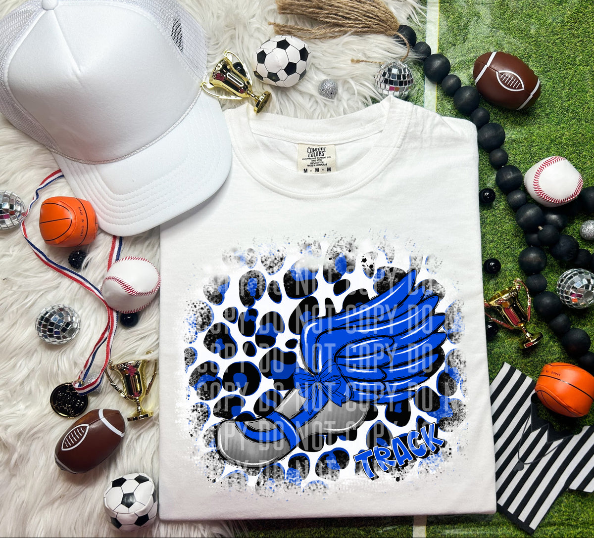 Track Shoe Leopard Background Blue (Caplinger) DTF transfer